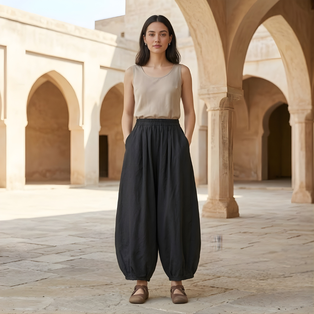 Linen Harem Pants for Women - Loose Fit, Comfortable Casual Wear
