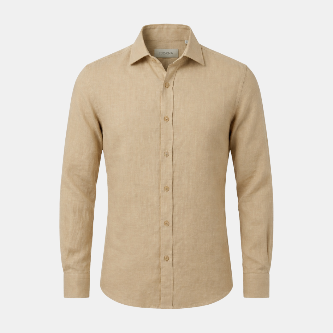 Linen Long Sleeve Button-Up Shirt for Men | Smart Casual Wear