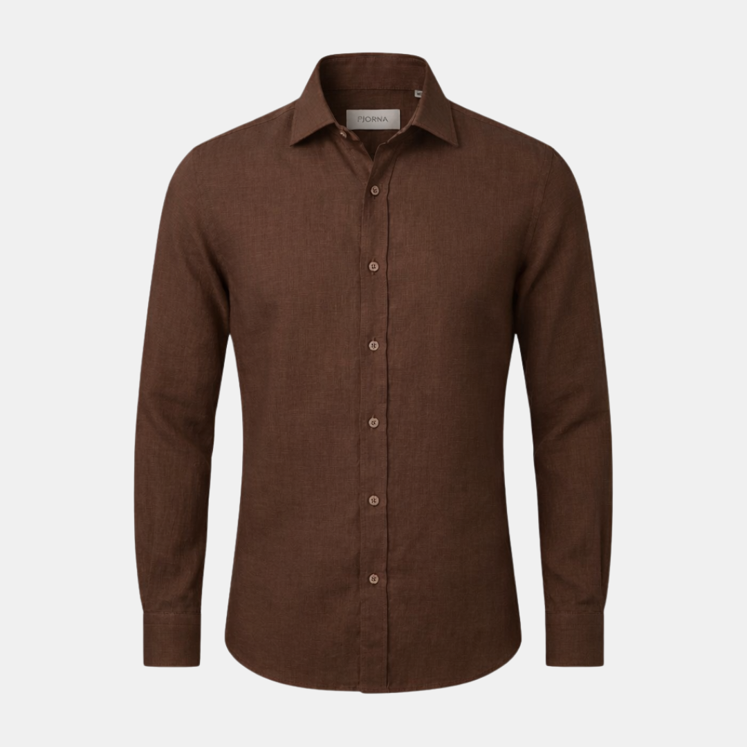 Linen Long Sleeve Button-Up Shirt for Men | Smart Casual Wear