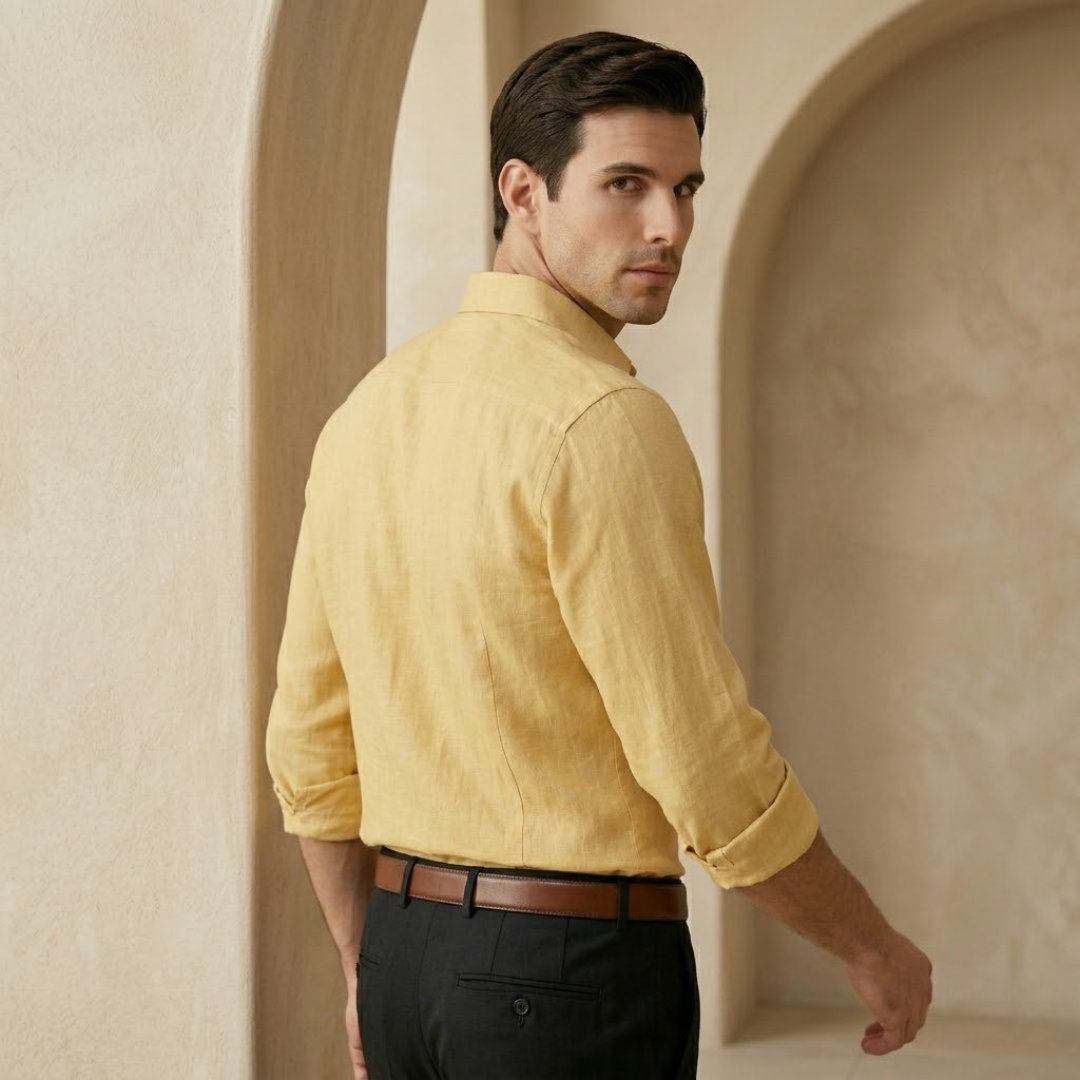 Linen Long Sleeve Button-Up Shirt for Men | Smart Casual Wear