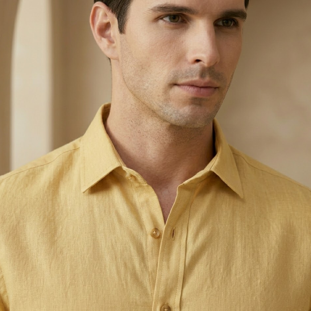 Linen Long Sleeve Button-Up Shirt for Men | Smart Casual Wear