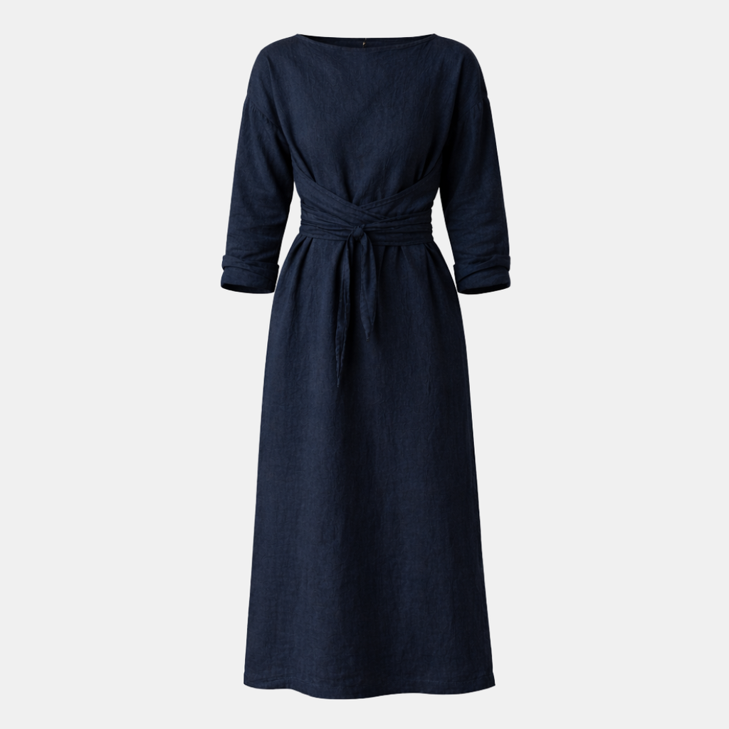 Linen Maxi Wrap Dress for Women with Tie Waist - Casual Summer Outfit
