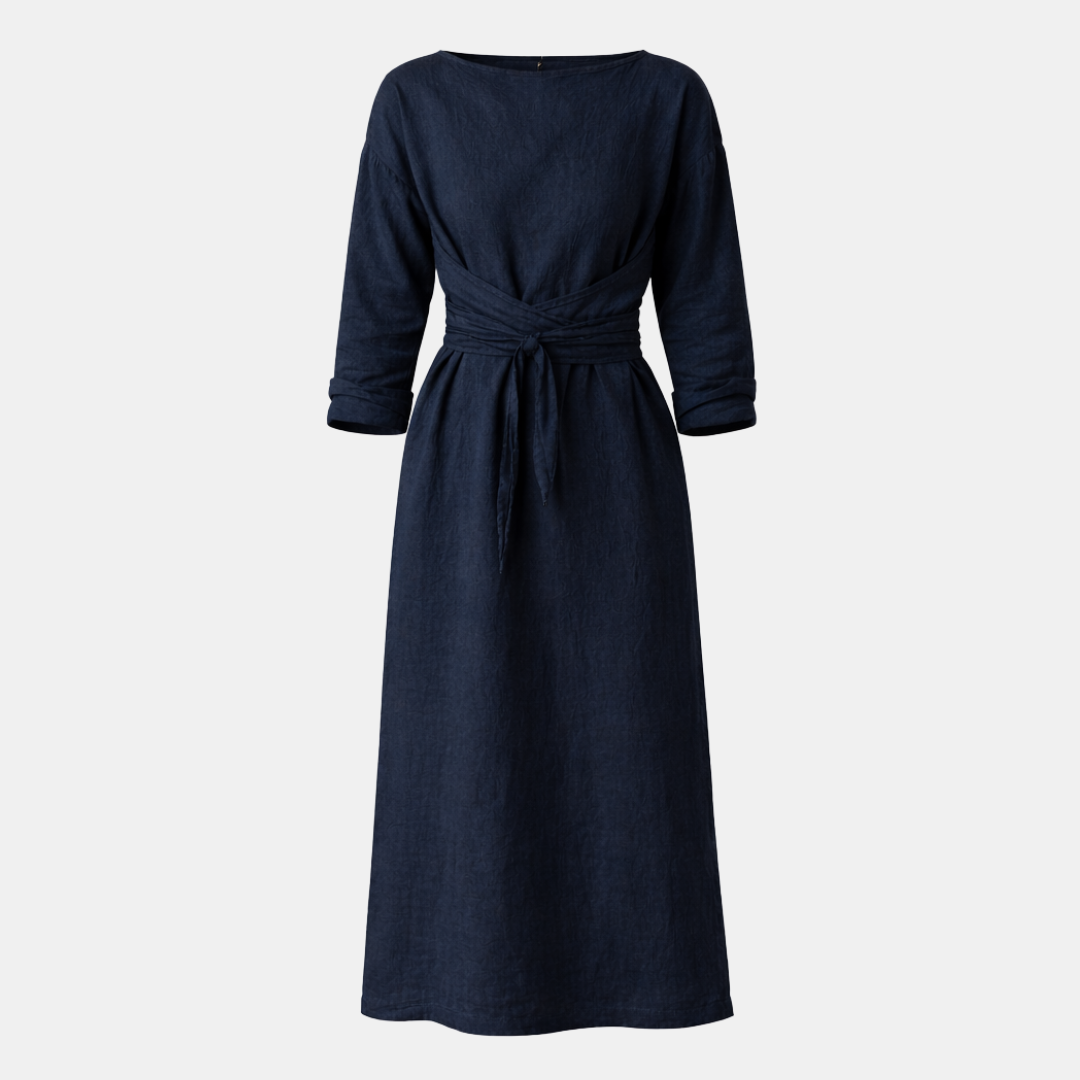 Linen Maxi Wrap Dress for Women with Tie Waist - Casual Summer Outfit