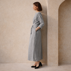 Linen Maxi Wrap Dress for Women with Tie Waist - Casual Summer Outfit