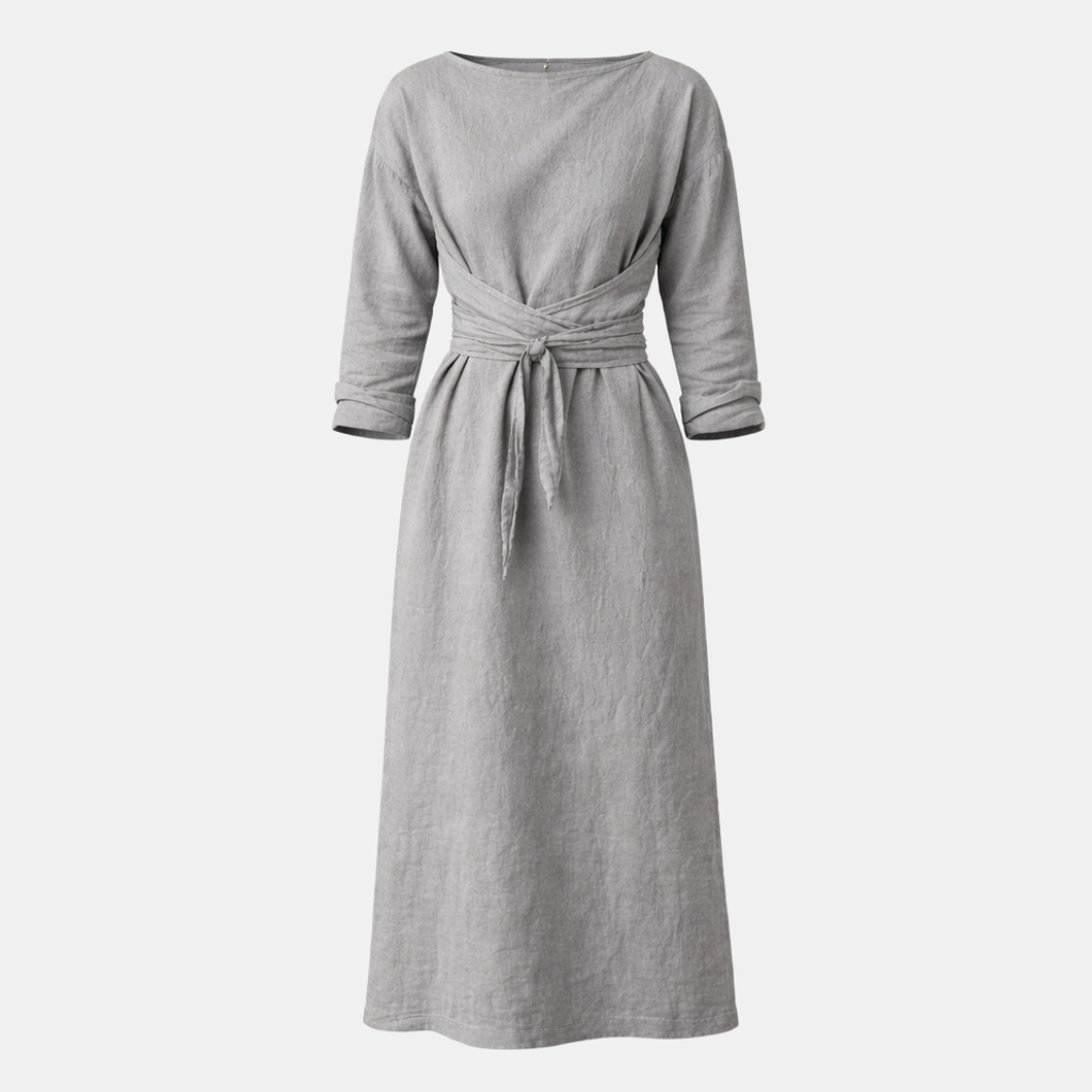 Linen Maxi Wrap Dress for Women with Tie Waist - Casual Summer Outfit