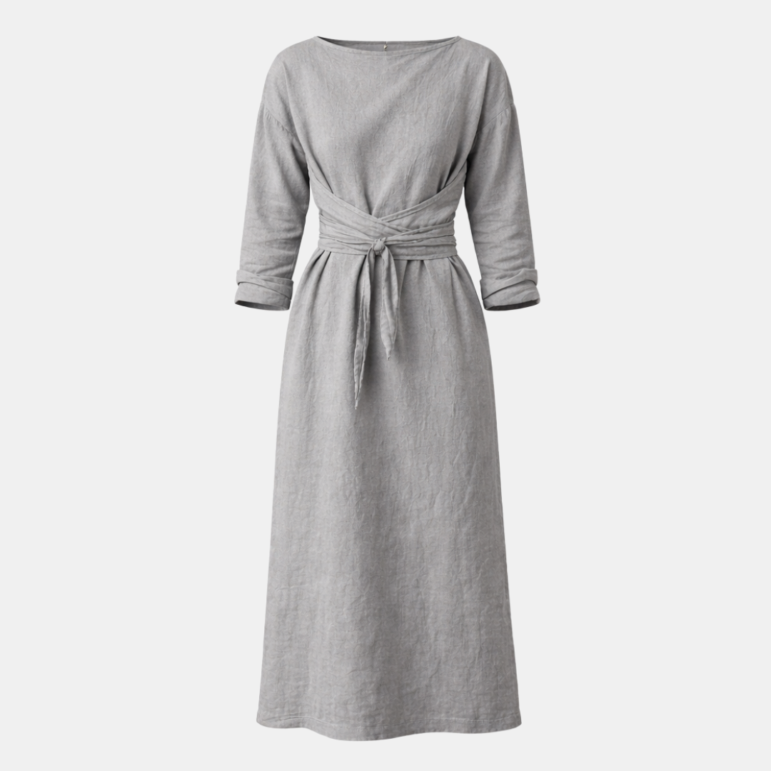 Linen Maxi Wrap Dress for Women with Tie Waist - Casual Summer Outfit