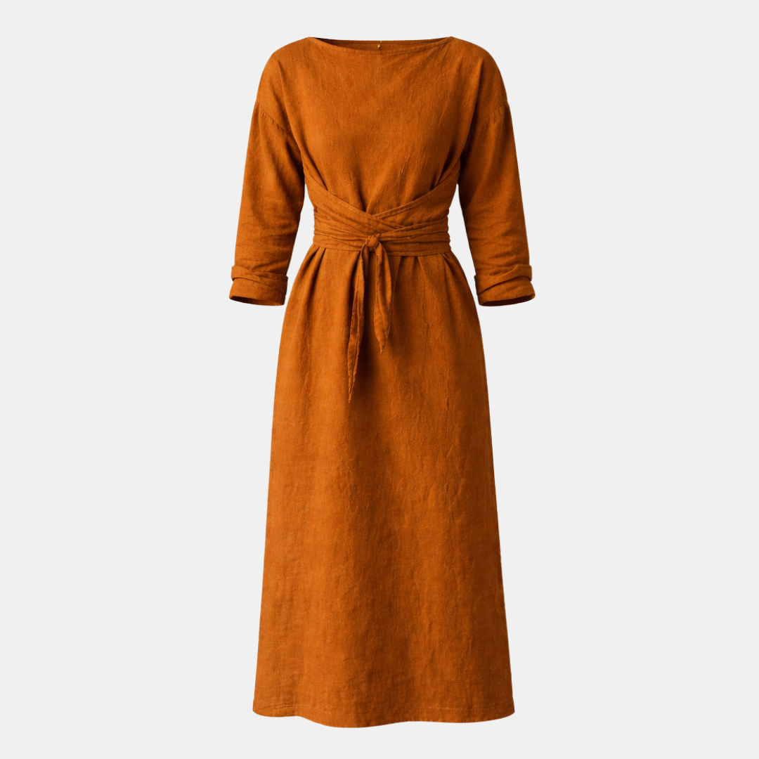 Linen Maxi Wrap Dress for Women with Tie Waist - Casual Summer Outfit