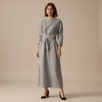 Linen Maxi Wrap Dress for Women with Tie Waist - Casual Summer Outfit