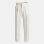 Linen Pleated Straight Leg Trousers for Men - Smart Casual Wear