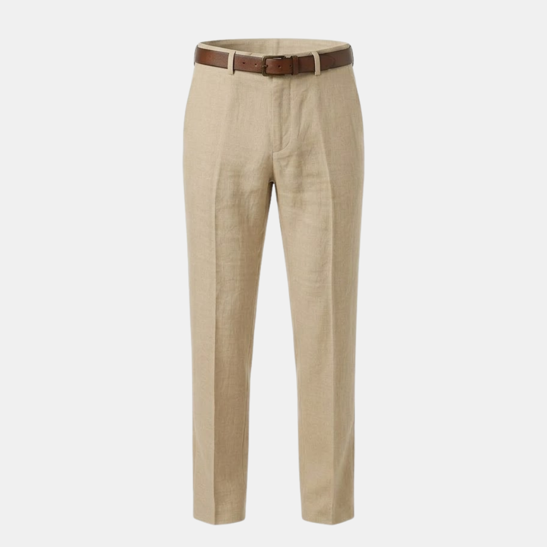 Linen Straight Leg Trousers for Men - Tailored Fit for Casual or Formal Wear