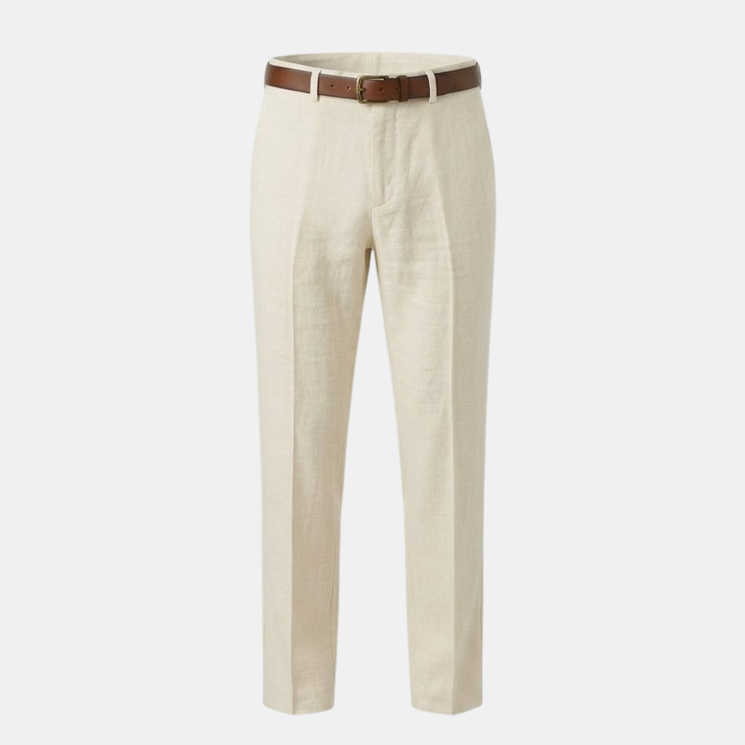 Linen Straight Leg Trousers for Men - Tailored Fit for Casual or Formal Wear