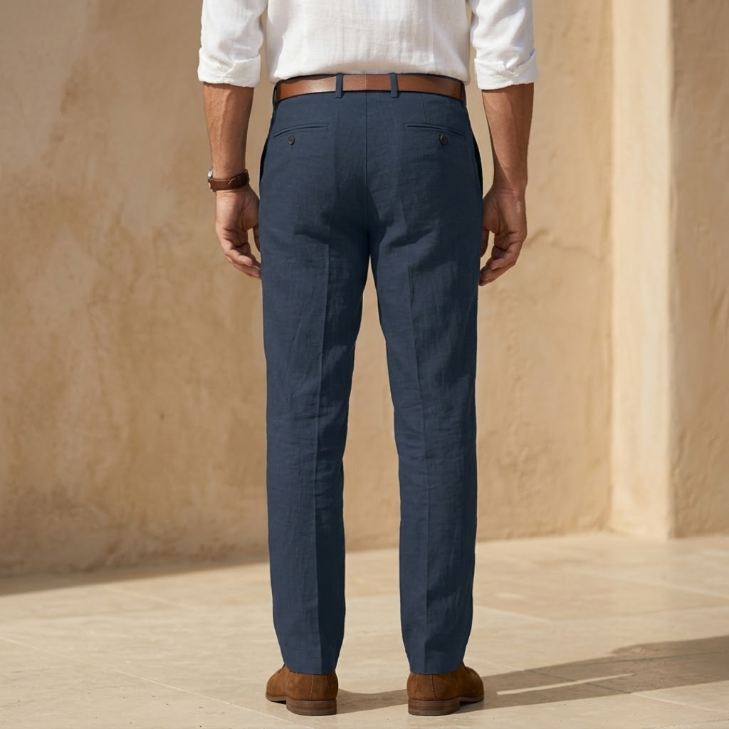 Linen Straight Leg Trousers for Men - Tailored Fit for Casual or Formal Wear