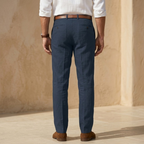 Linen Straight Leg Trousers for Men - Tailored Fit for Casual or Formal Wear