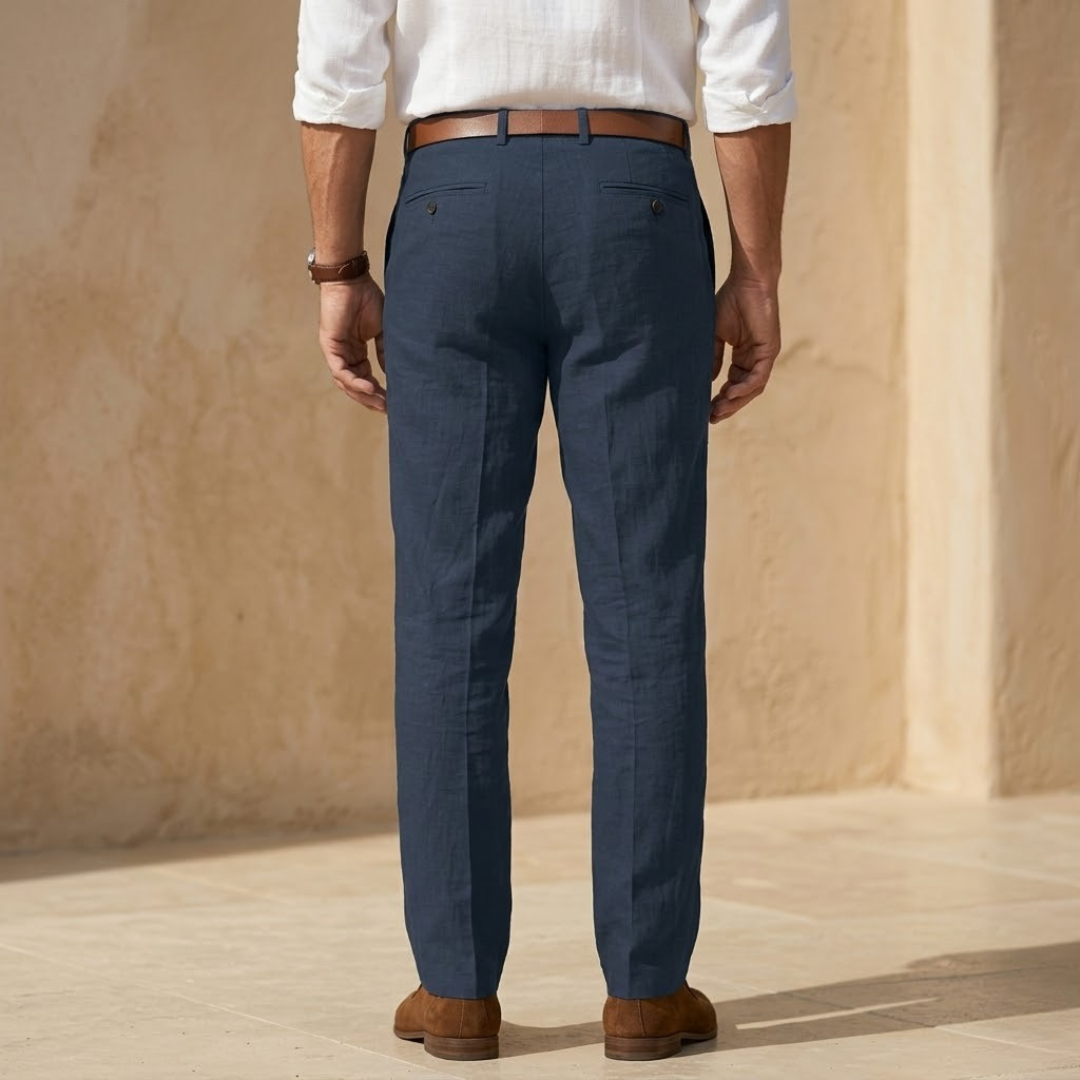 Linen Straight Leg Trousers for Men - Tailored Fit for Casual or Formal Wear