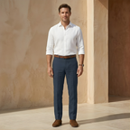 Linen Straight Leg Trousers for Men - Tailored Fit for Casual or Formal Wear