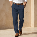 Linen Straight Leg Trousers for Men - Tailored Fit for Casual or Formal Wear