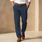 Linen Straight Leg Trousers for Men - Tailored Fit for Casual or Formal Wear