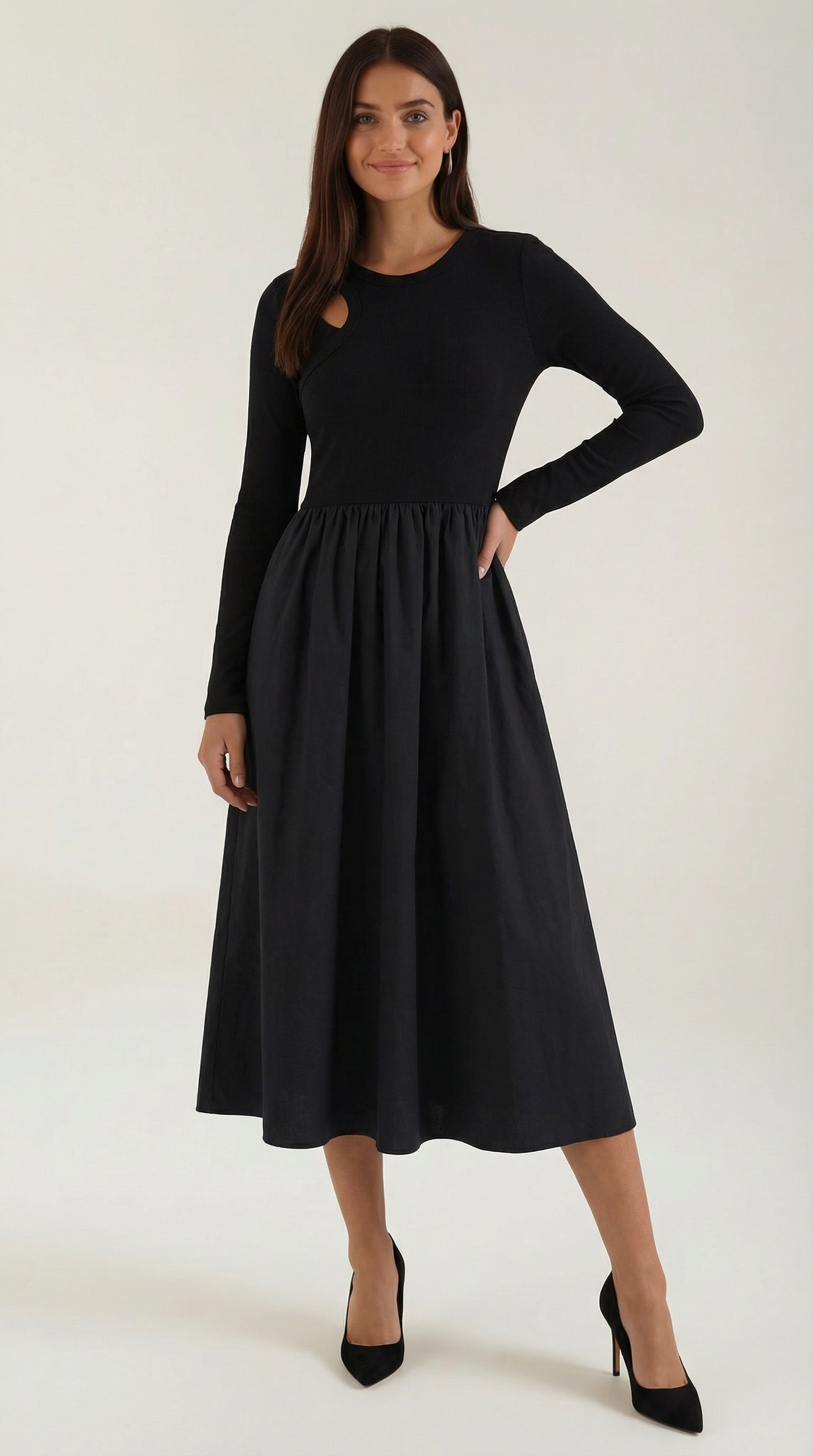 Long-Sleeve Maxi Dress in Soft Fabric - Elegant Casual Wear for Women - Perfect for Parties and Special Occasions