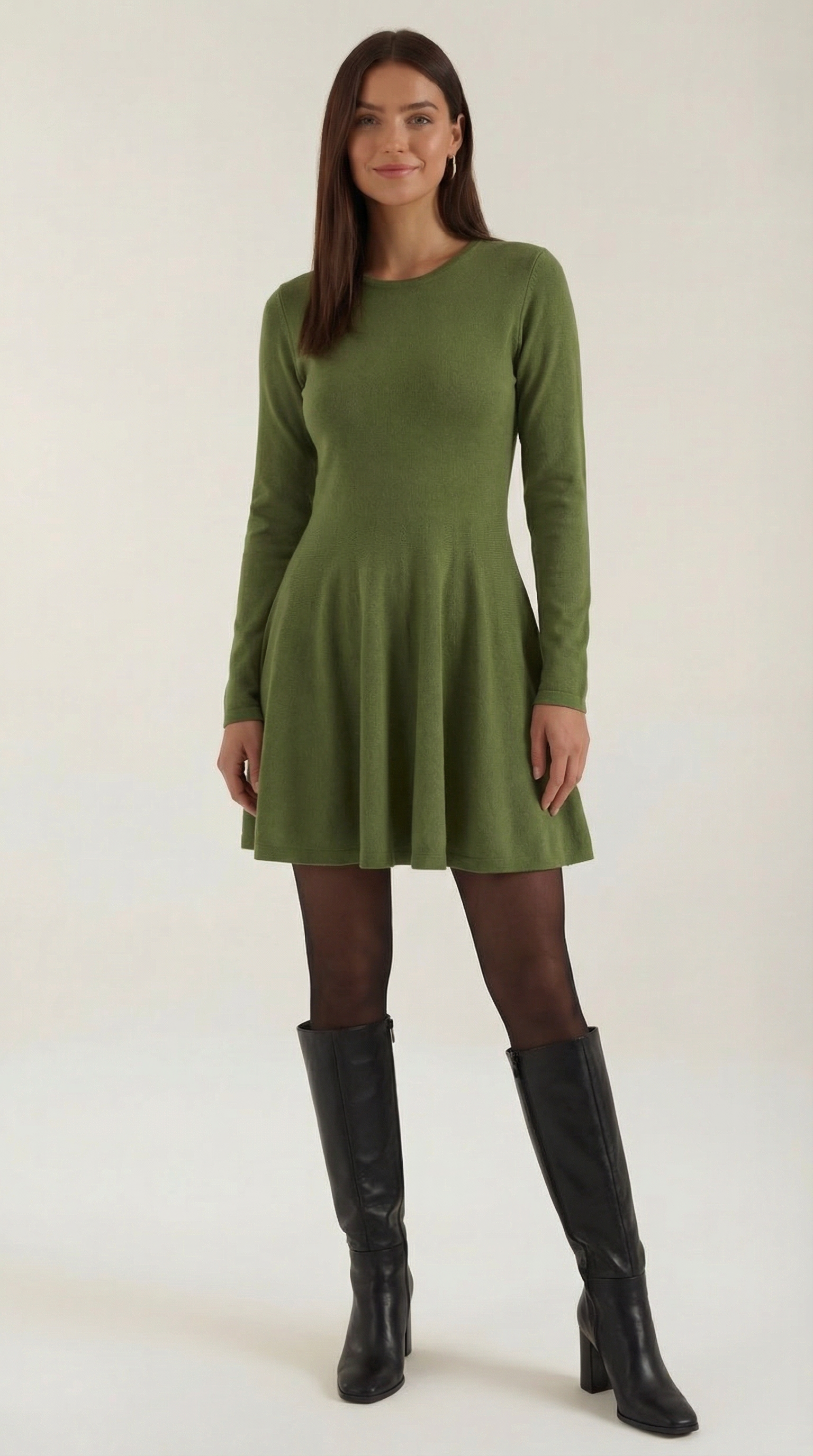 Long Sleeve Pleated Mini Dress in Soft Fabric - Elegant Casual Wear for Parties and Events