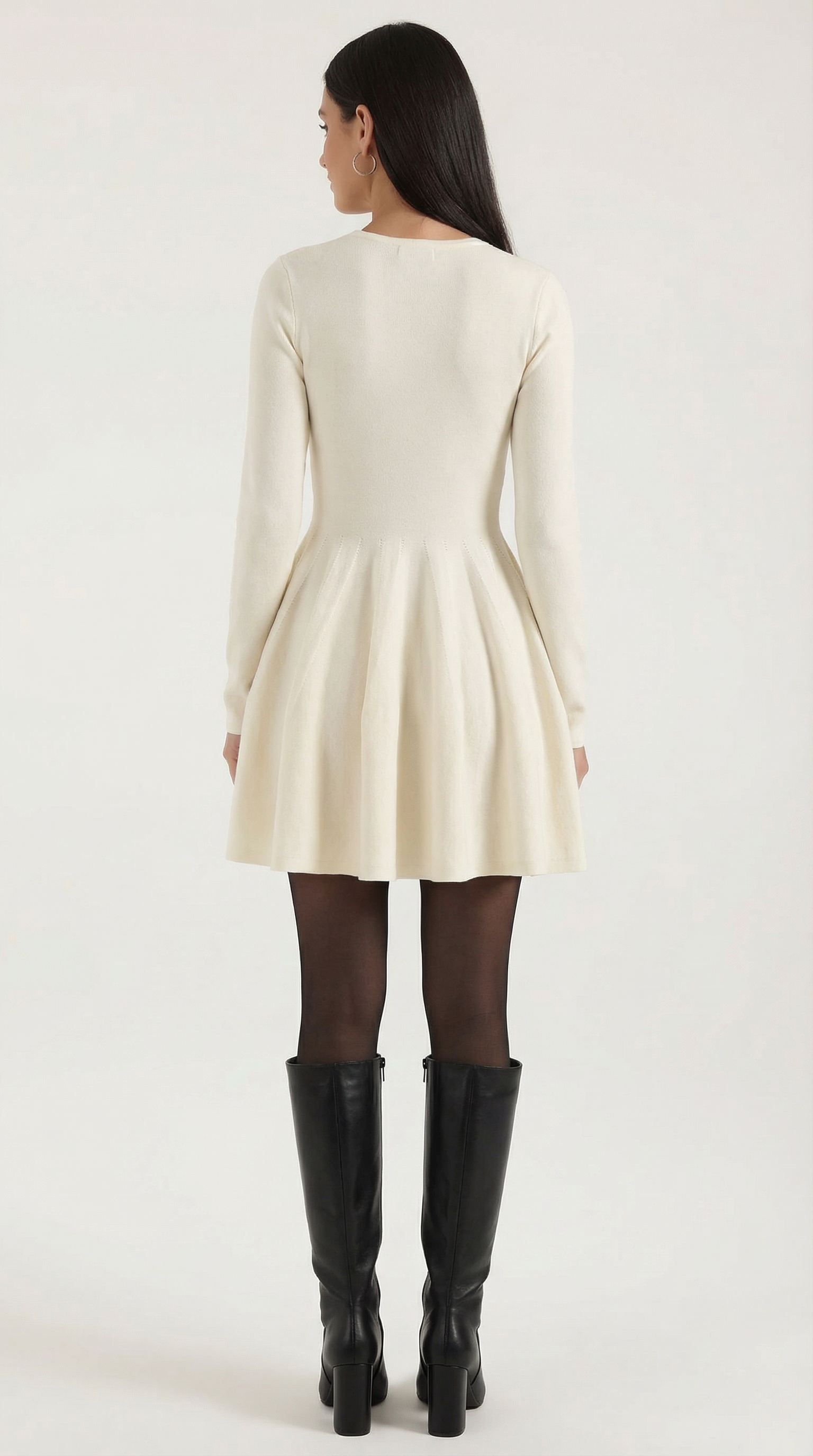 Long Sleeve Pleated Mini Dress in Soft Fabric - Elegant Casual Wear for Parties and Events