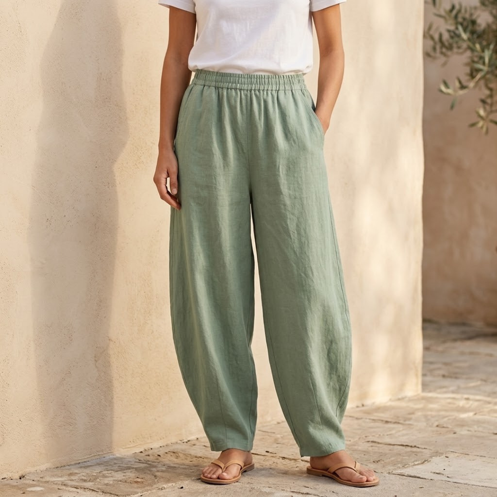 Loose Fit Cotton Linen Trousers for Women - Comfortable Casual Wear Pants