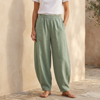 Loose Fit Cotton Linen Trousers for Women - Comfortable Casual Wear Pants