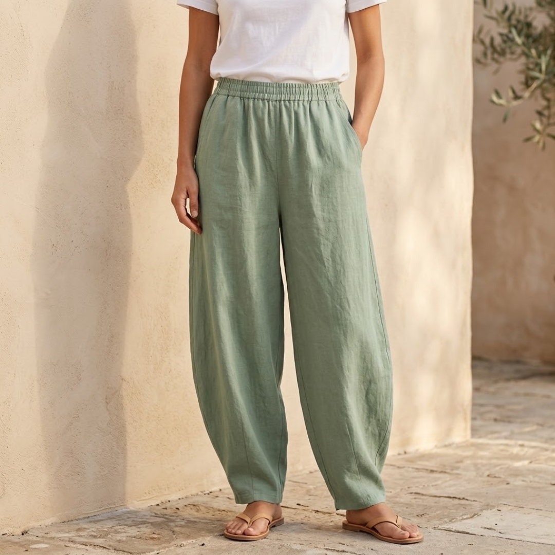 Loose Fit Cotton Linen Trousers for Women - Comfortable Casual Wear Pants