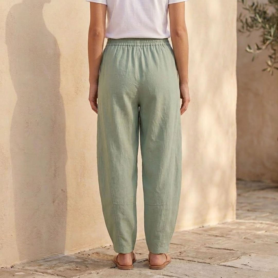 Loose Fit Cotton Linen Trousers for Women - Comfortable Casual Wear Pants