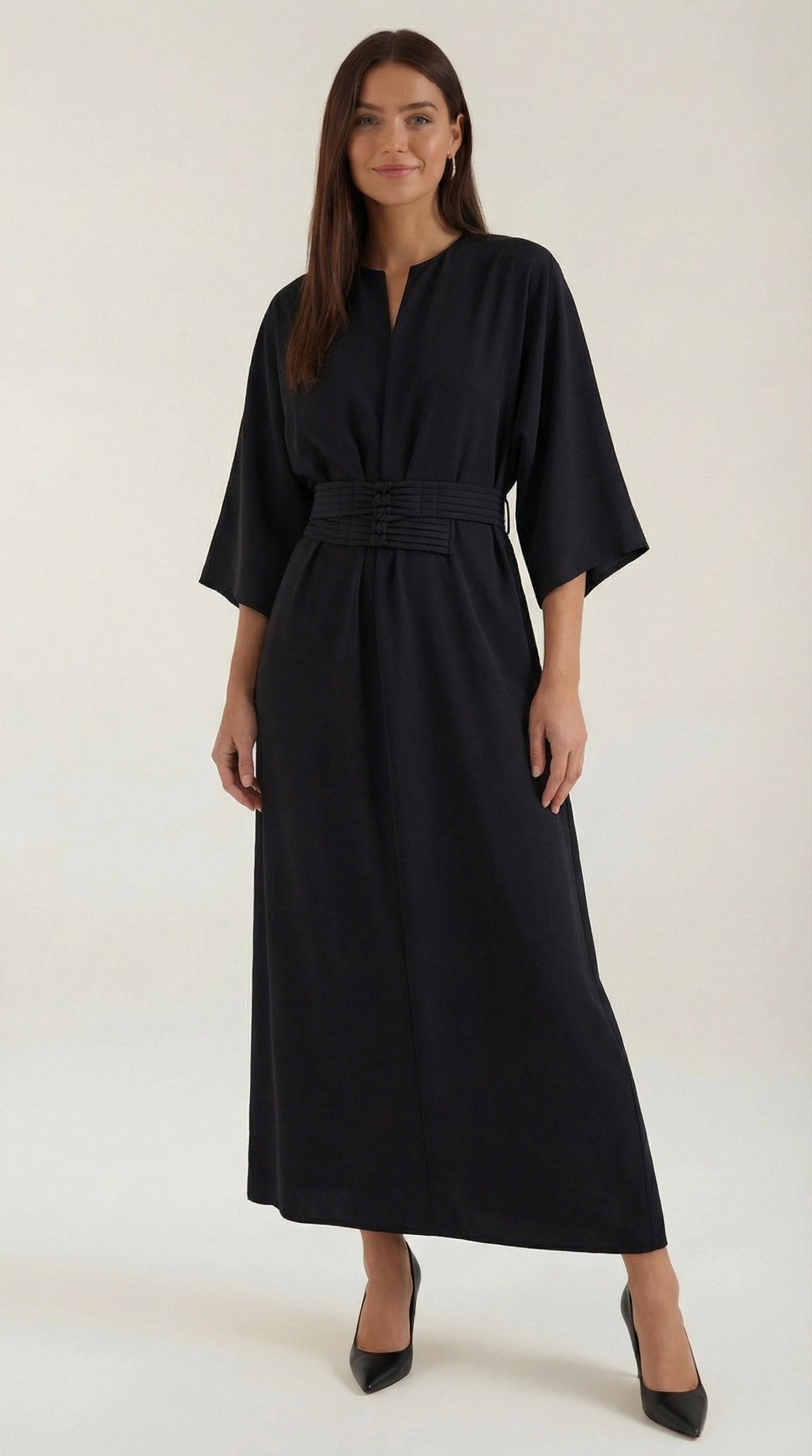 Maxi Dress with Waist Belt - Lightweight Fabric, Elegant Design for Casual or Formal Wear, Available in Multiple Colors