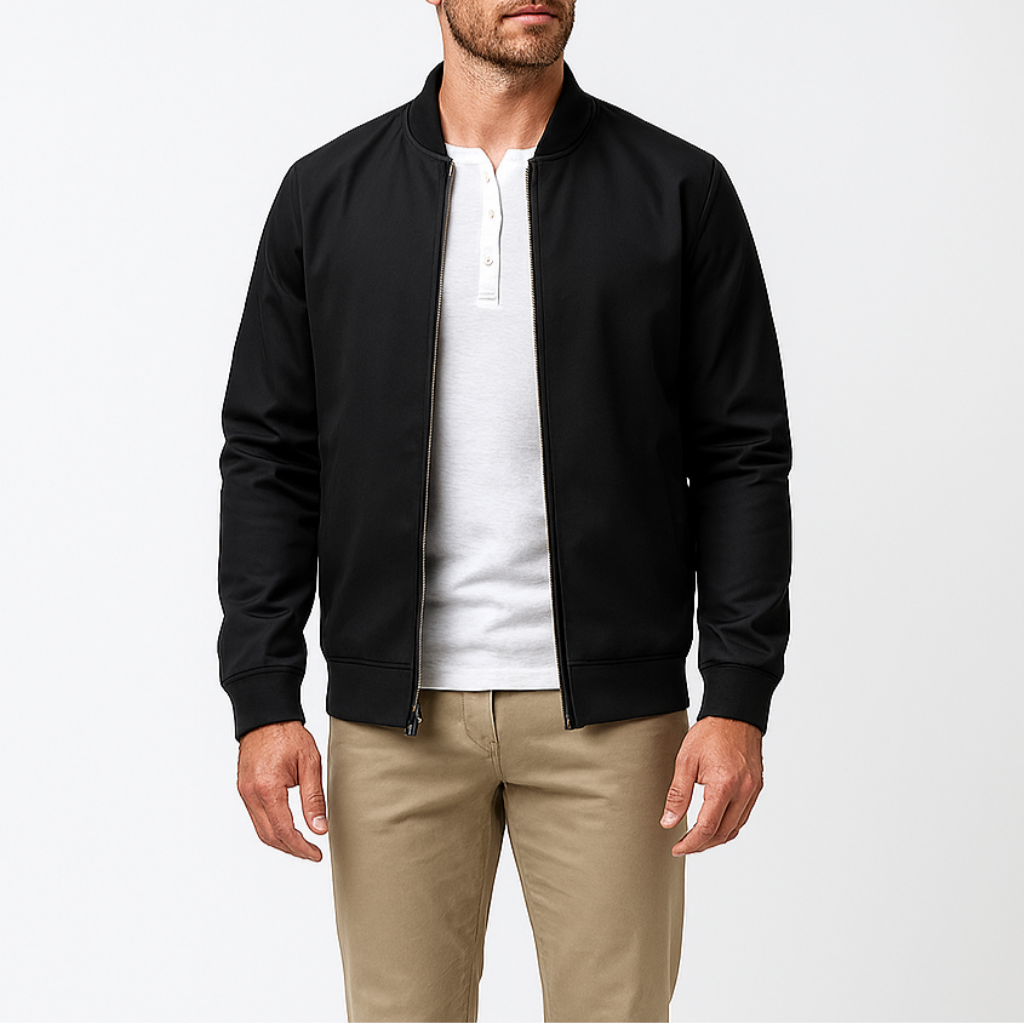 Men's Bomber Jacket - Classic Business Style - Lightweight Fabric - Ideal for Office and Casual Wear