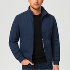 Men's Bomber Jacket with Checked Lining and Ribbed Trims for Casual Wear