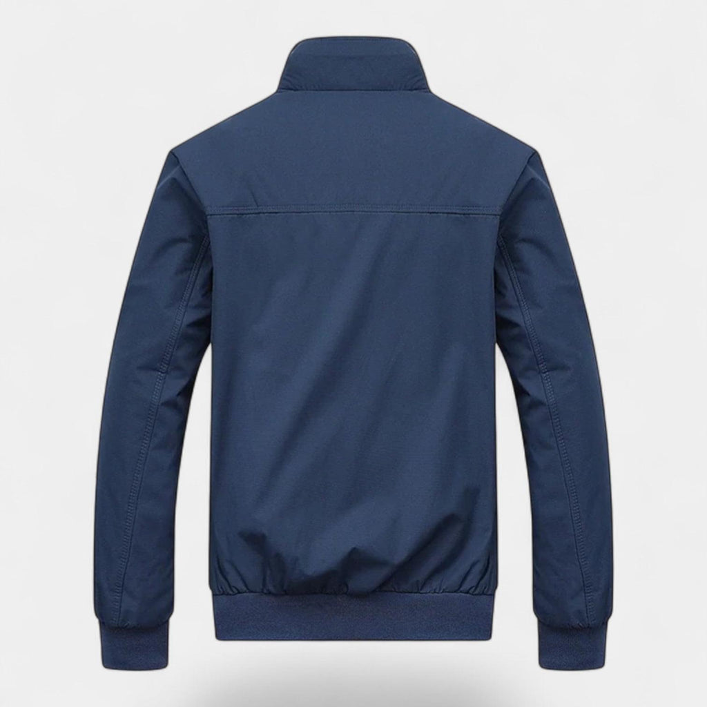 Men's Bomber Jacket with Checked Lining and Ribbed Trims for Casual Wear