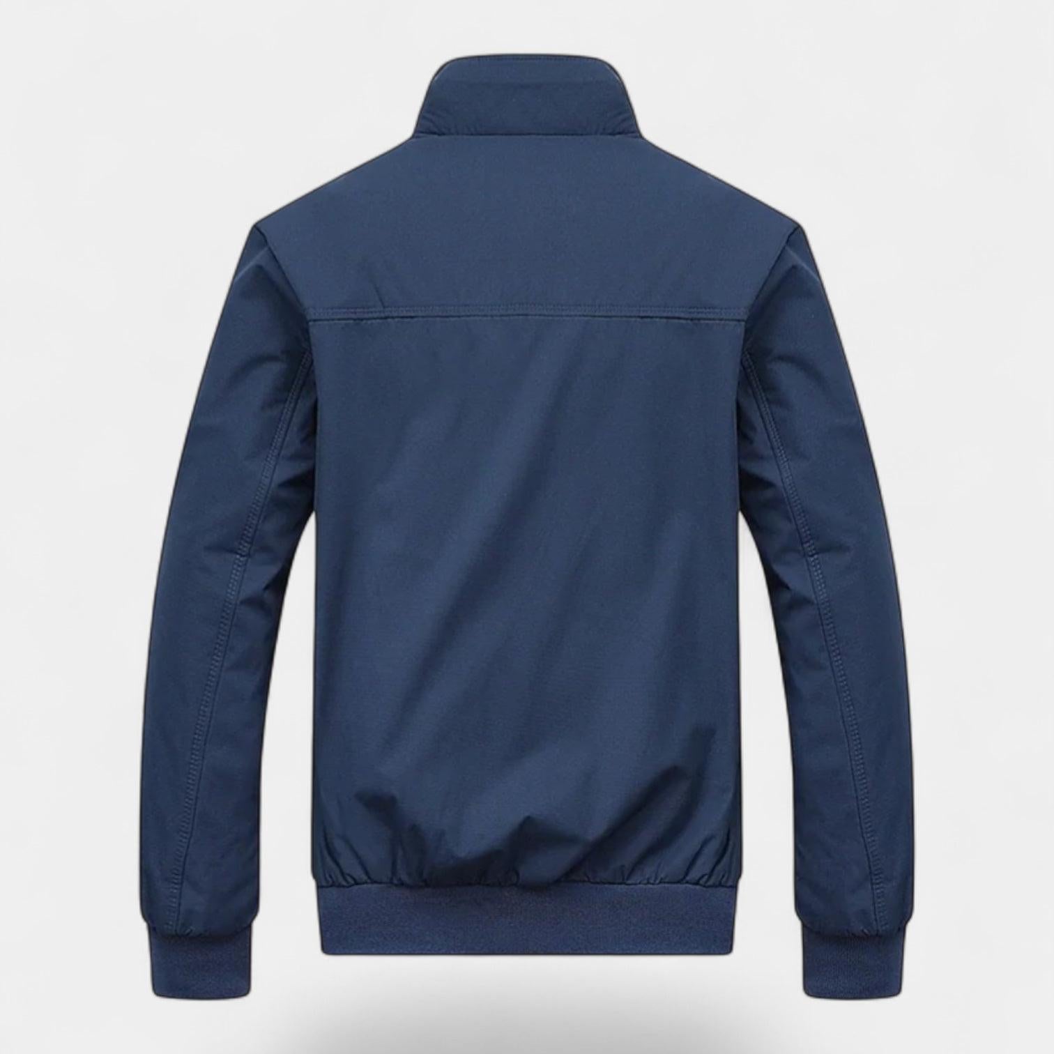 Men's Bomber Jacket with Checked Lining and Ribbed Trims for Casual Wear