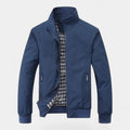 Men's Bomber Jacket with Checked Lining and Ribbed Trims for Casual Wear