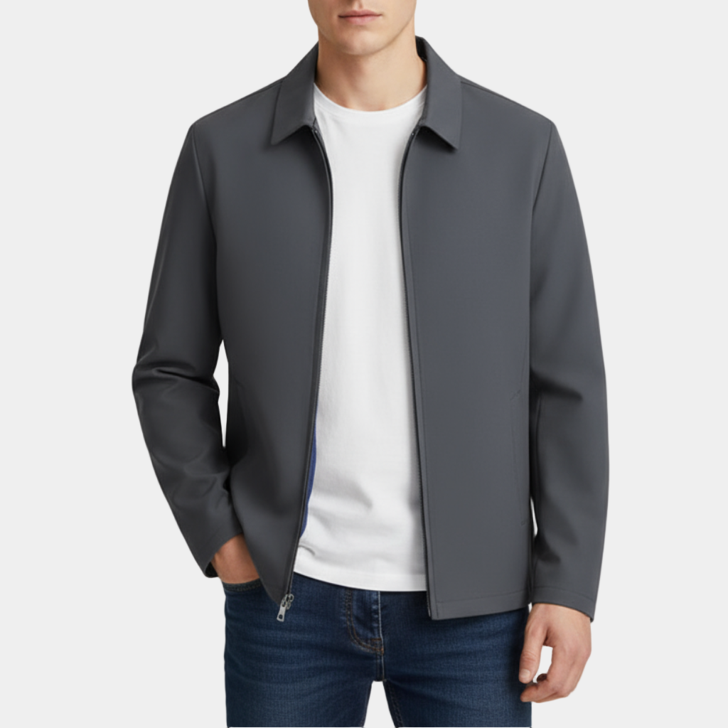 Men's Bomber Polo Jacket - Lightweight Fabric - Casual Business Style - Perfect for Office and Social Events