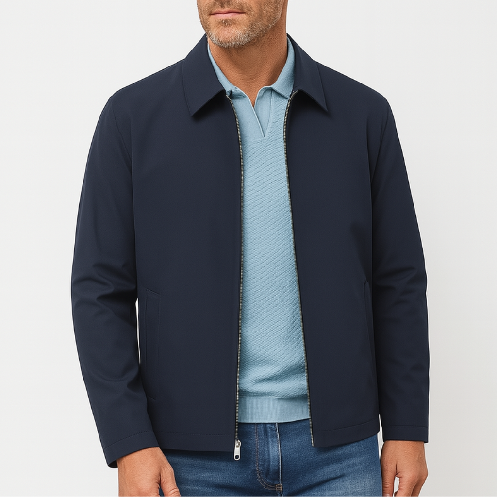 Men's Bomber Polo Jacket - Lightweight Fabric - Casual Business Style - Perfect for Office and Social Events