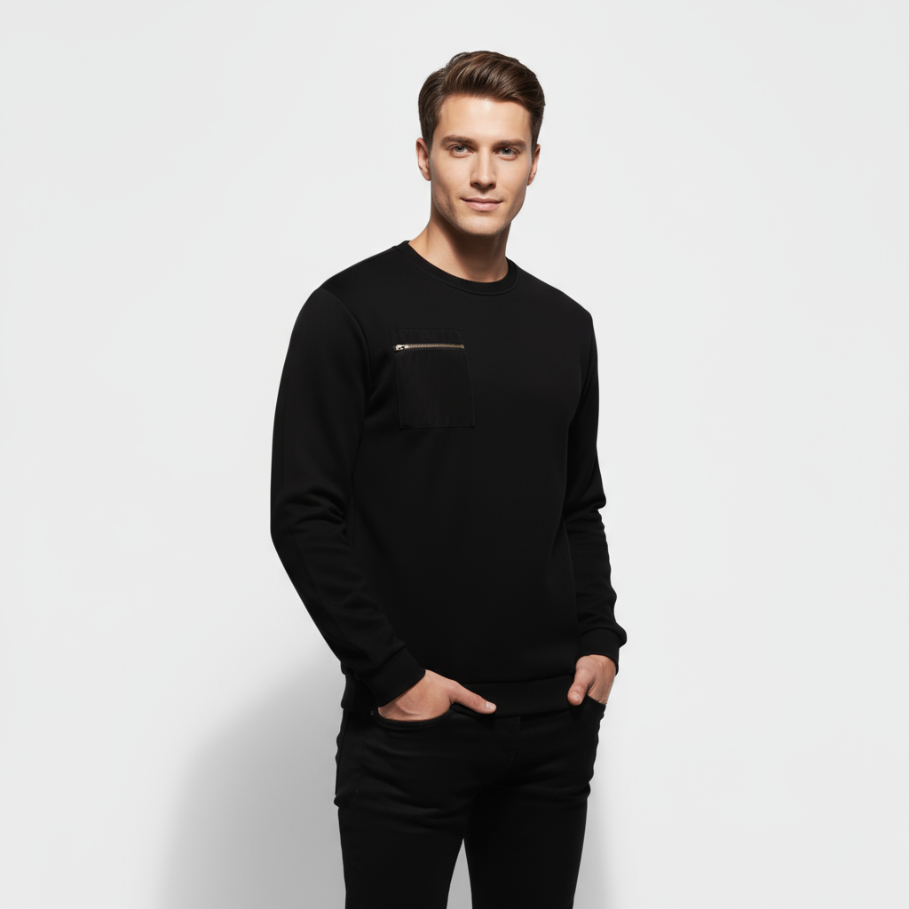 Men's Brushed Crew Neck Sweater - Soft Fabric - Casual Style - Ideal for Everyday Wear - Available in Multiple Colors