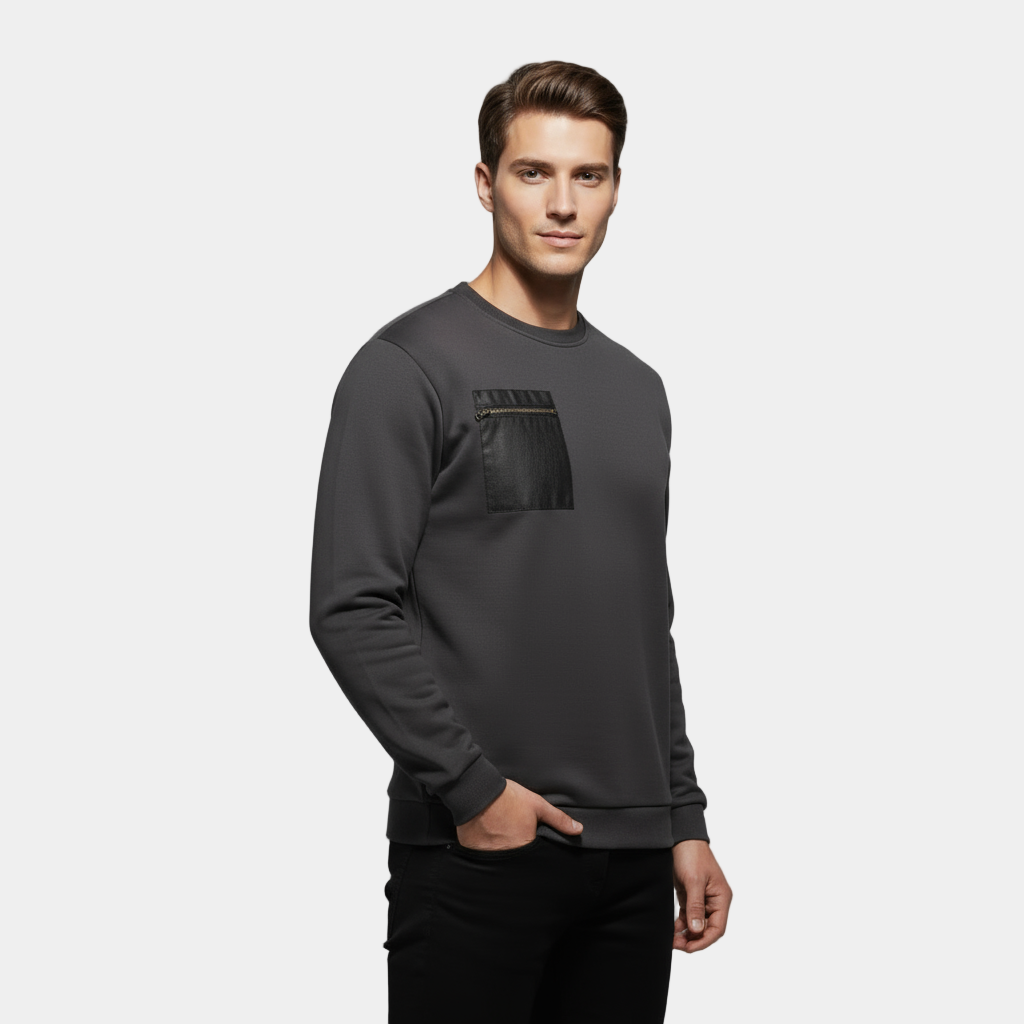 Men's Brushed Crew Neck Sweater - Soft Fabric - Casual Style - Ideal for Everyday Wear - Available in Multiple Colors