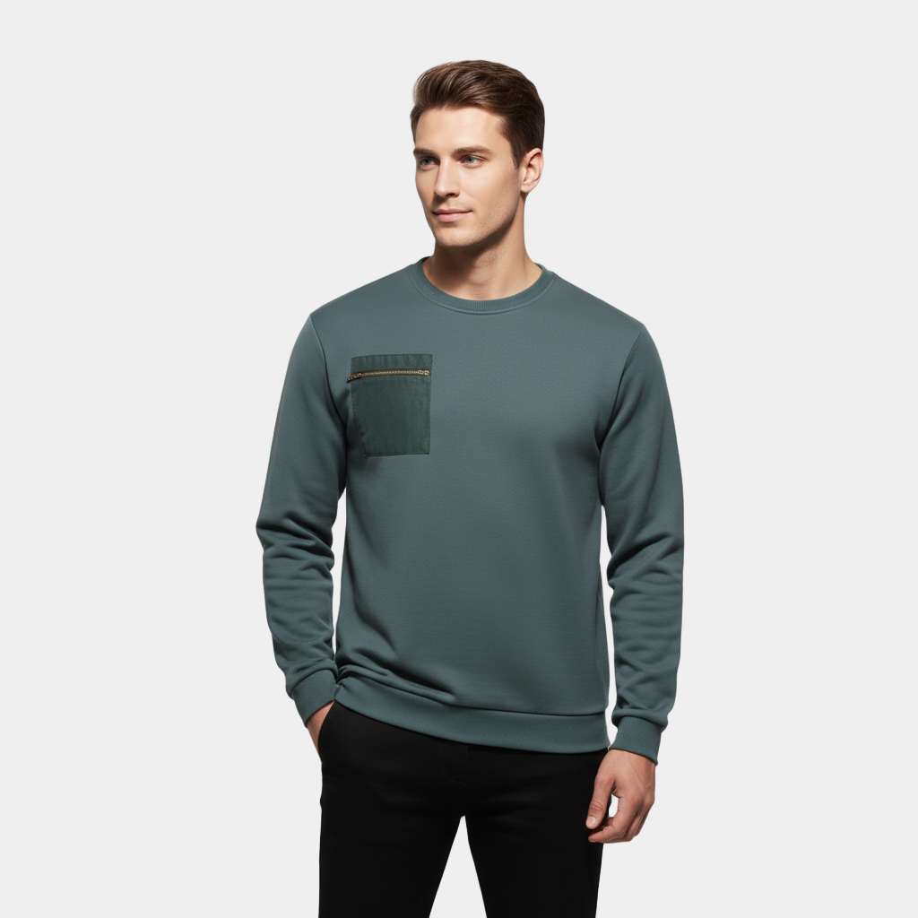 Men's Brushed Crew Neck Sweater - Soft Fabric - Casual Style - Ideal for Everyday Wear - Available in Multiple Colors