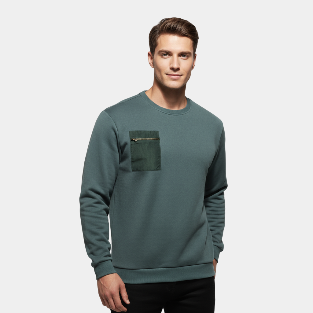 Men's Brushed Crew Neck Sweater - Soft Fabric - Casual Style - Ideal for Everyday Wear - Available in Multiple Colors