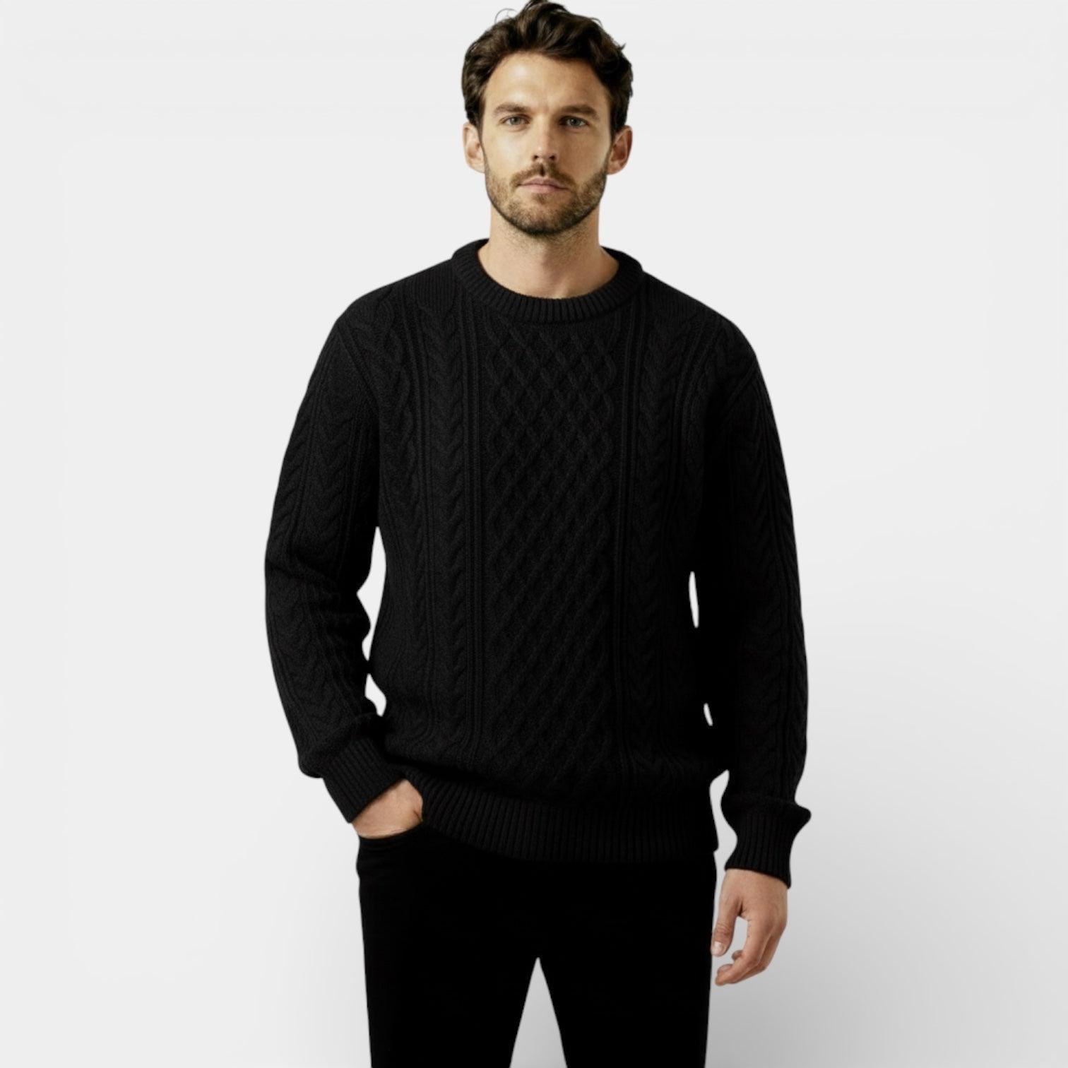 Men's Cable Knit Sweater - Textured Pullover - Warm Knitwear for Casual Wear - Classic Fit - Available in Multiple Colors
