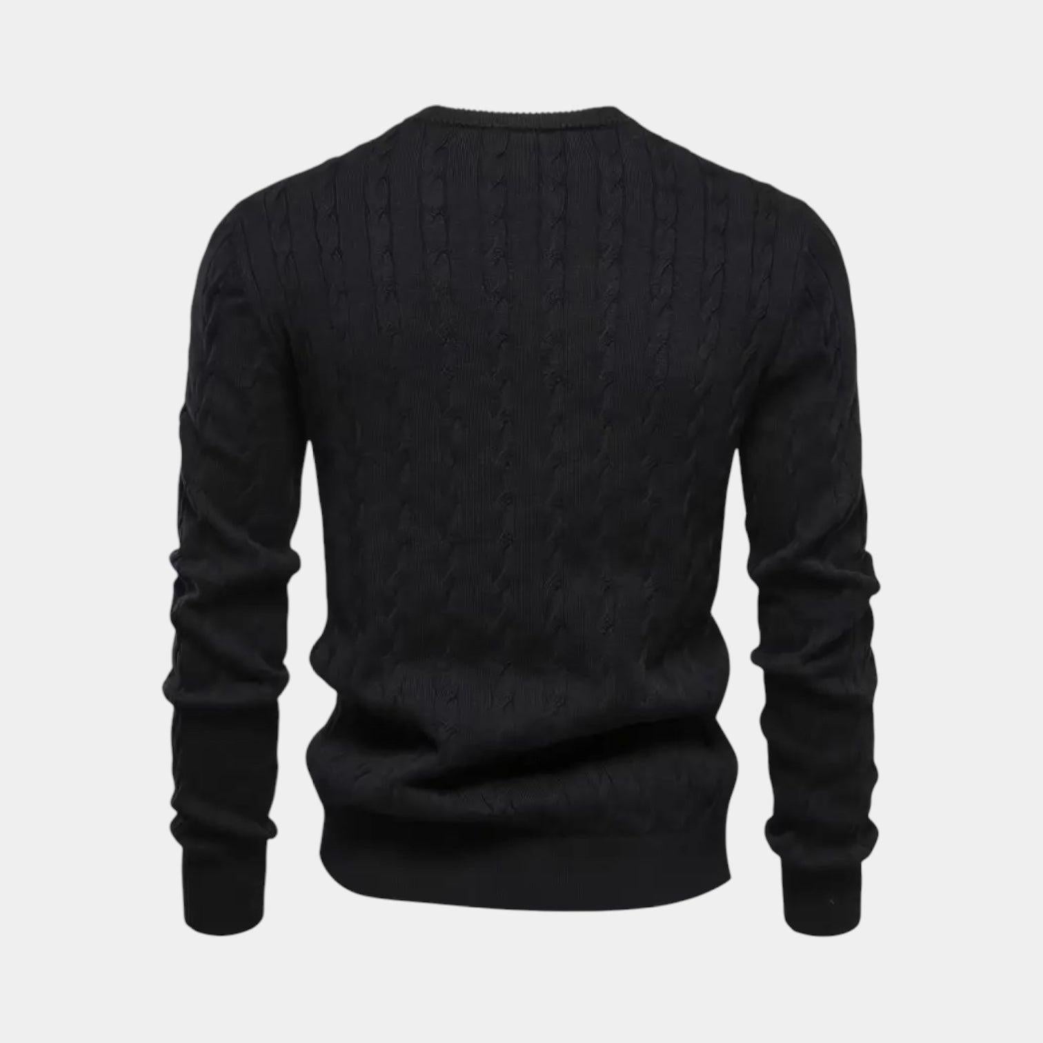 Men's Cable-Knit Sweater in Soft Cotton Blend - Classic Crew Neck Jumper for Casual Wear and Layering