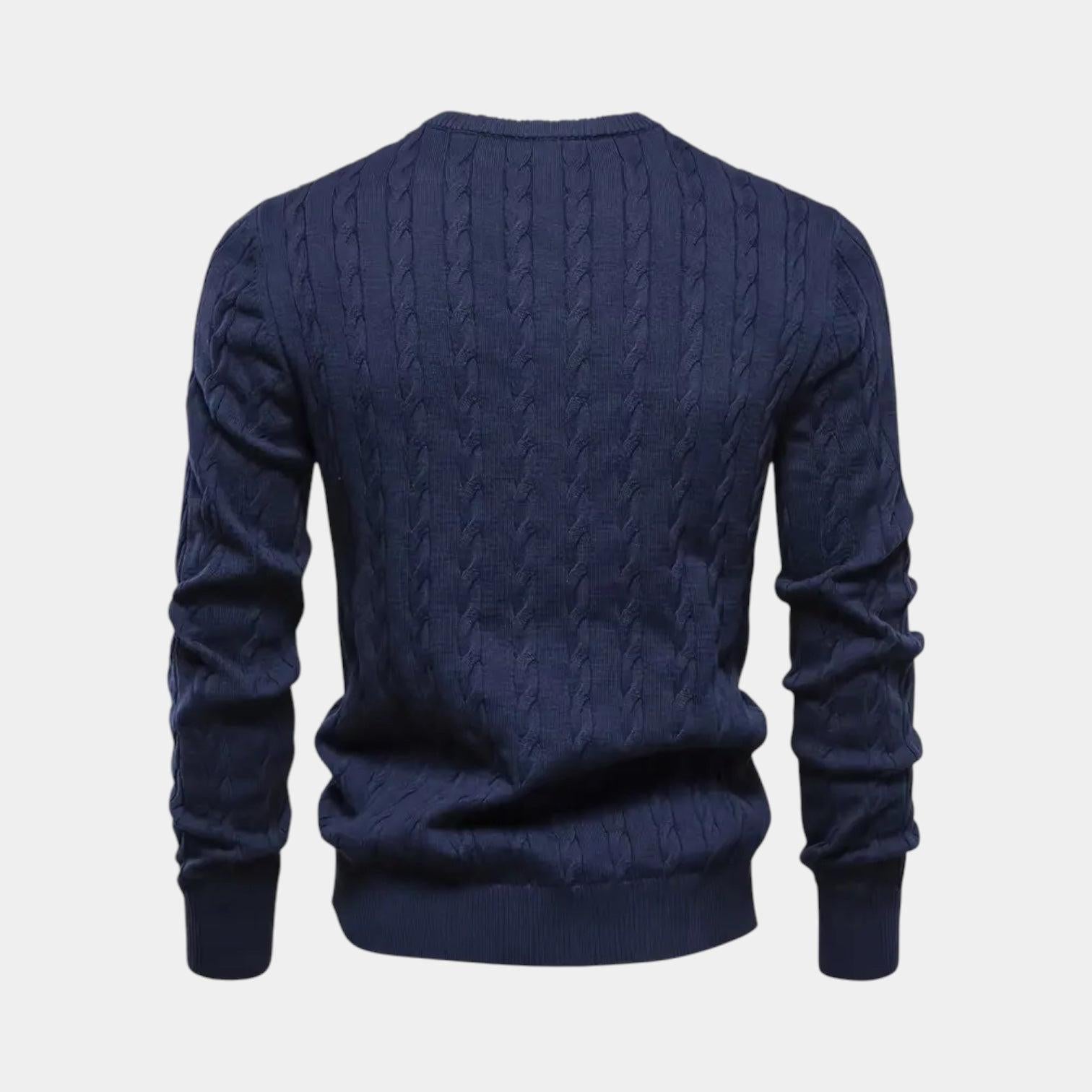Men's Cable-Knit Sweater in Soft Cotton Blend - Classic Crew Neck Jumper for Casual Wear and Layering