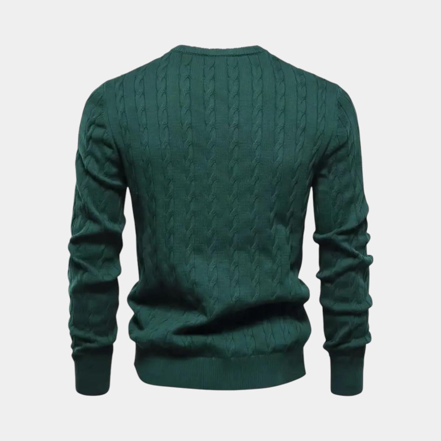 Men's Cable-Knit Sweater in Soft Cotton Blend - Classic Crew Neck Jumper for Casual Wear and Layering