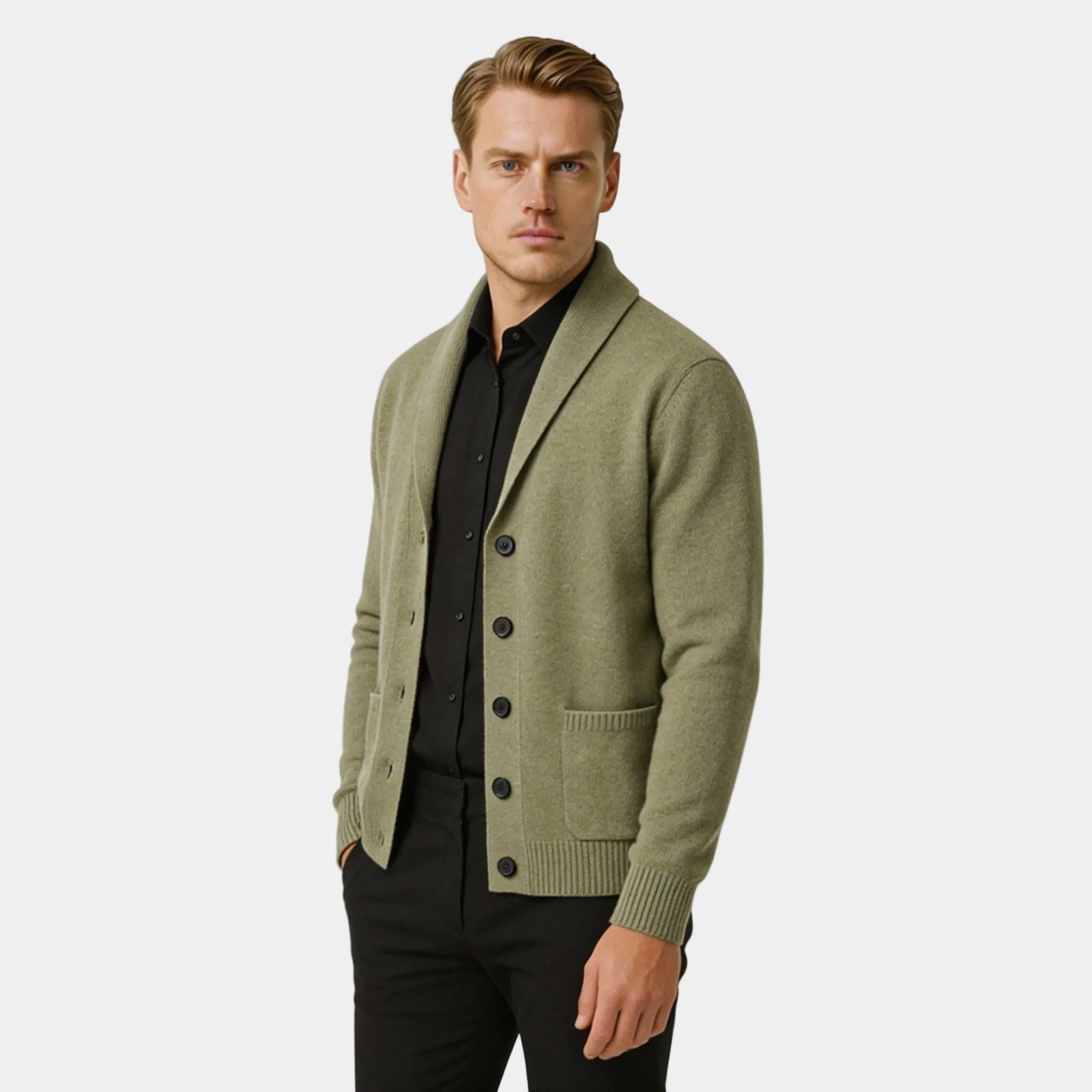 Men's Cashmere Cardigan - Buttoned Design for Casual or Formal Wear - Soft, Lightweight Knit Sweater