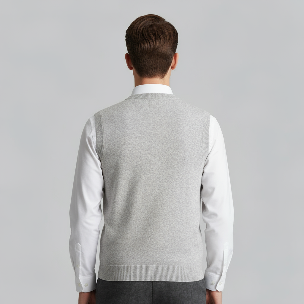 Men's Cashmere V-Neck Sleeveless Vest - Lightweight Sweater for Casual or Formal Wear