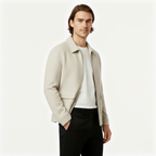 Men's Cashmere Zip Jacket - Water-Repellent Polo Collar Design for Casual Wear