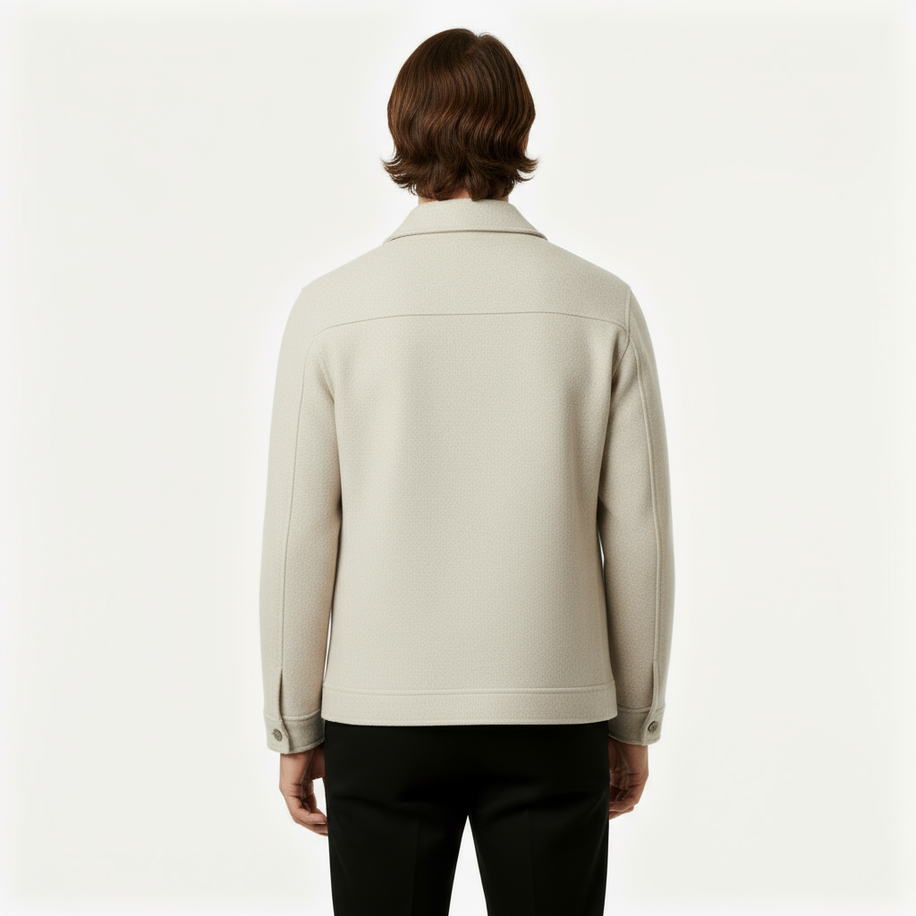 Men's Cashmere Zip Jacket - Water-Repellent Polo Collar Design for Casual Wear