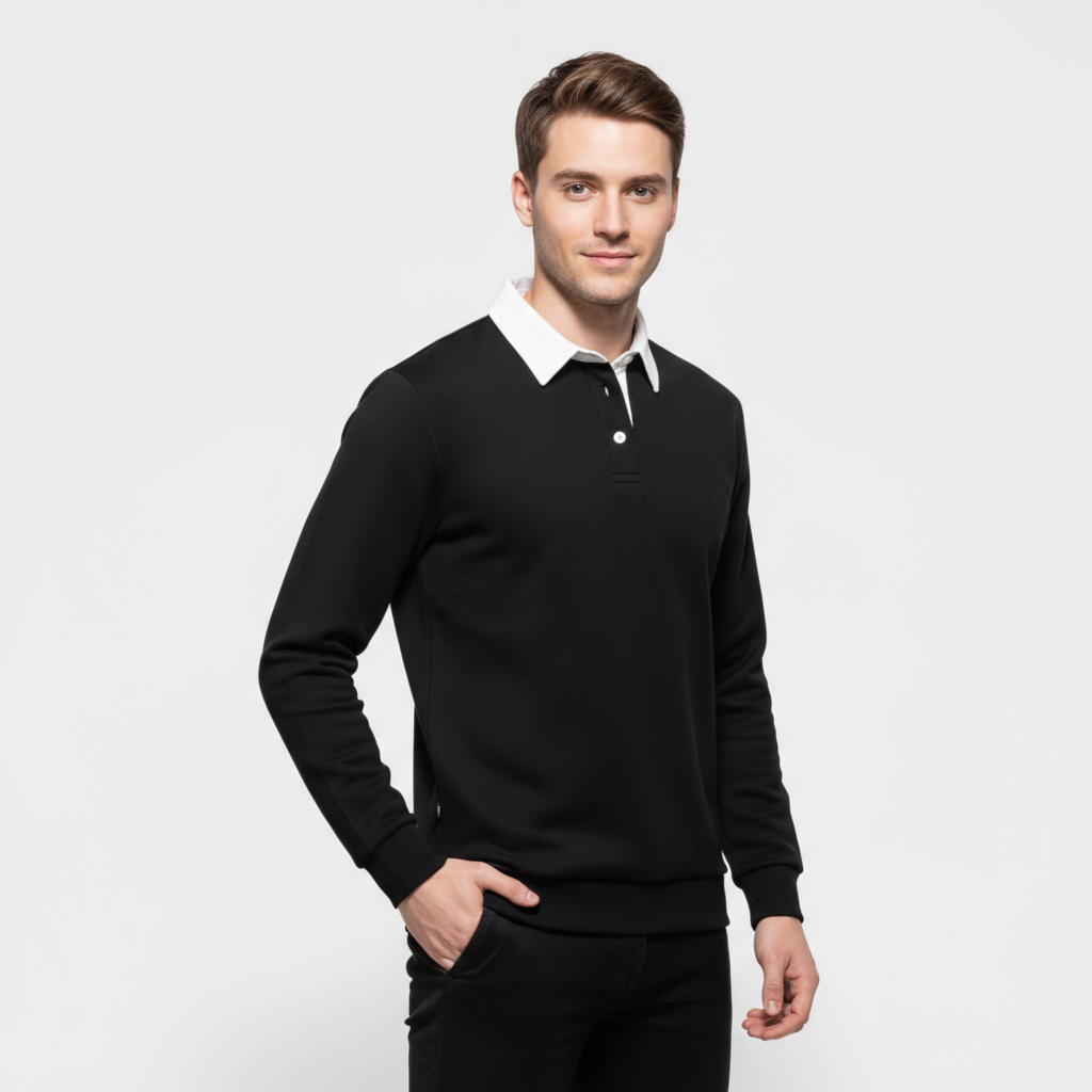 Men's Cotton Polo Neck Sweater - Classic Fit, Casual Wear, Lightweight Knit, Perfect for Everyday Comfort and Style