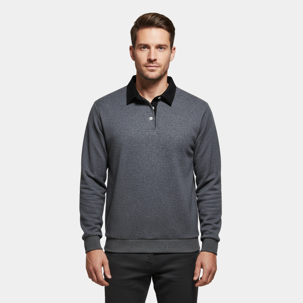 Men's Cotton Polo Neck Sweater - Classic Fit, Casual Wear, Lightweight Knit, Perfect for Everyday Comfort and Style